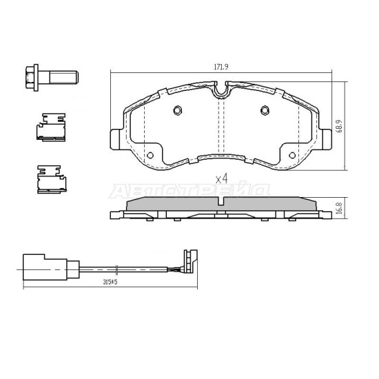 Колодки тормозные перед FORD TOURNEO CUSTOM 12-/TRANSIT 14- SAT