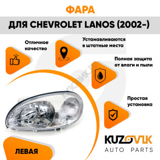Фара левая Chevrolet Lanos (2002-2009) под корректор KUZOVIK